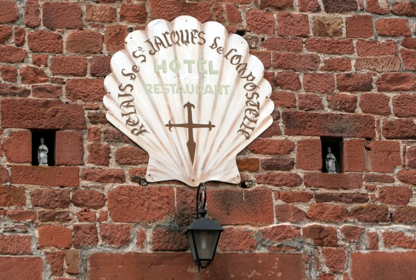 Collonges-la-Rouge, France - detail from eatery.