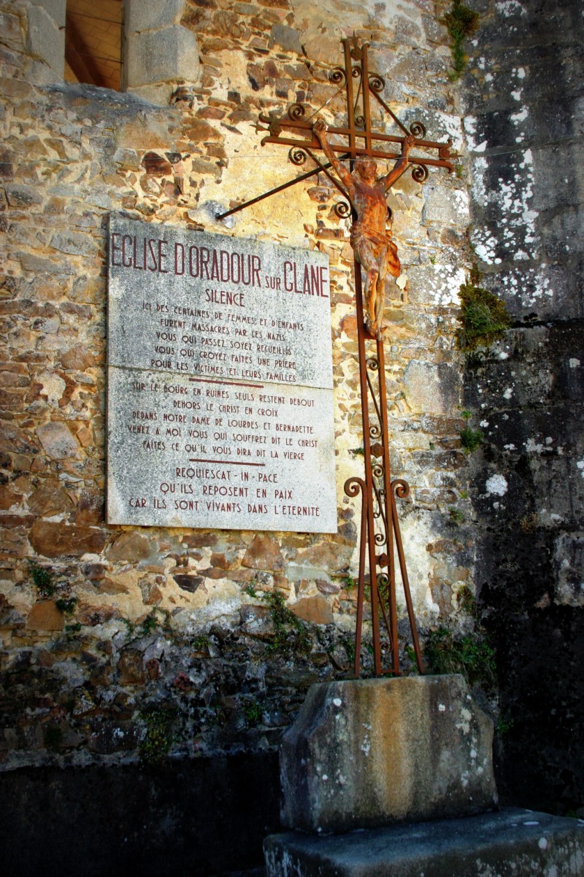 Plaque on the church - Oradour-sur-Glane, Limousin, France