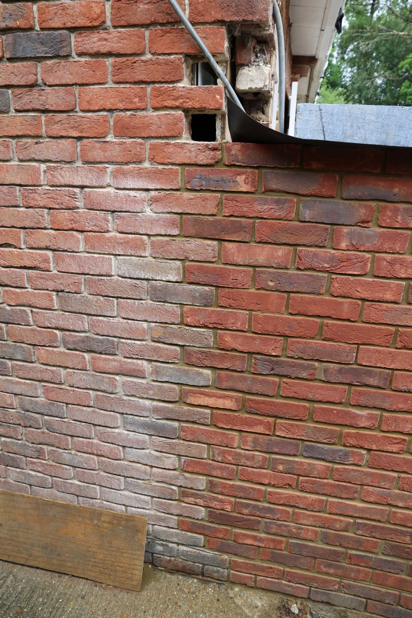 Conservatory - close up of the meshing of old and new bricks. Not a bad match for the bricks compared to the original build.