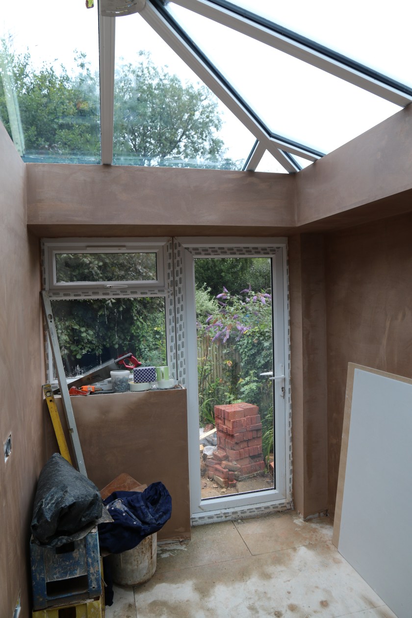 Conservatory -  Plaster has been applied to the perimeter ceiling and the walls of the utility room