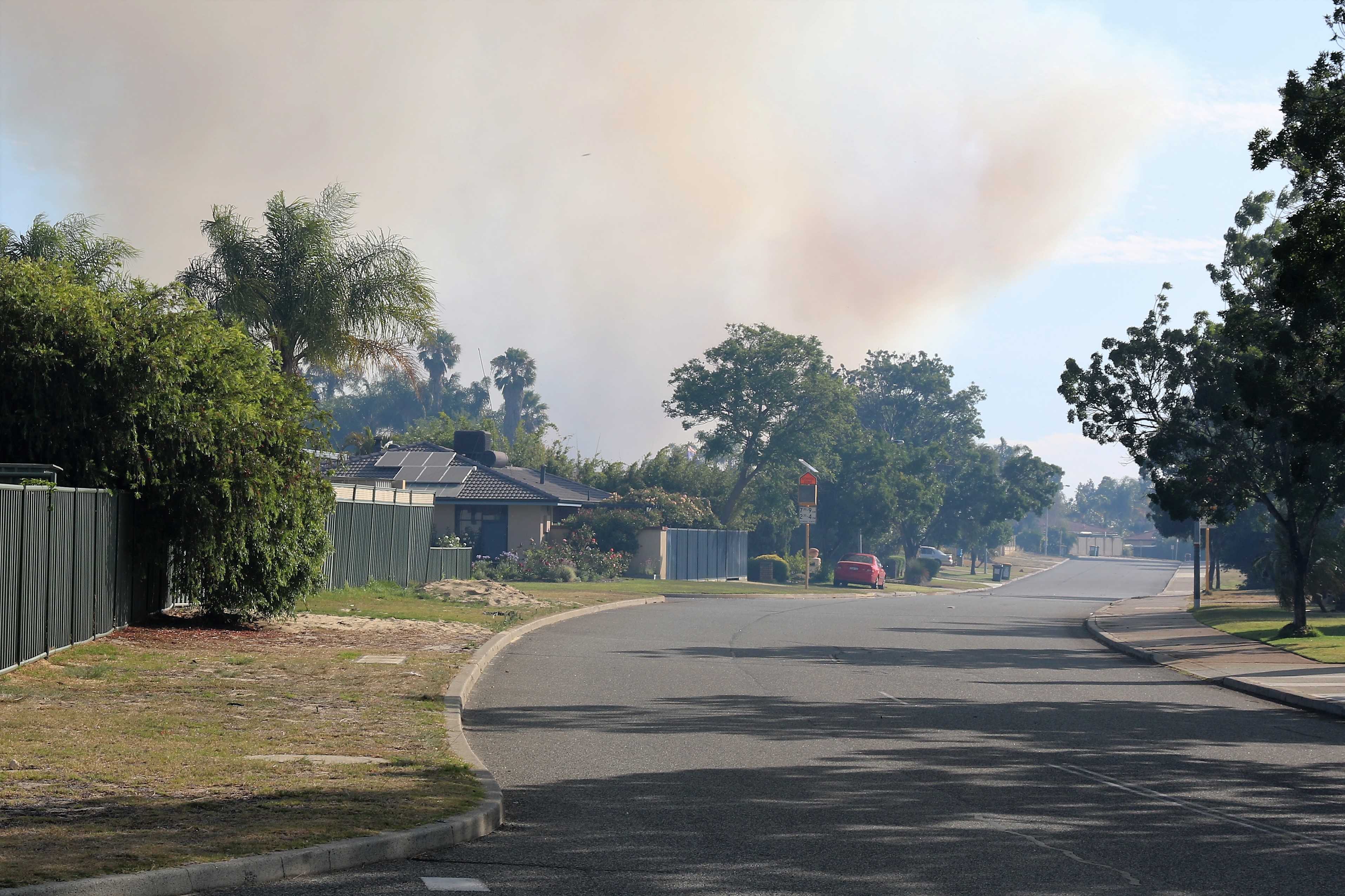 Smoke drifting down the road - Bushfire