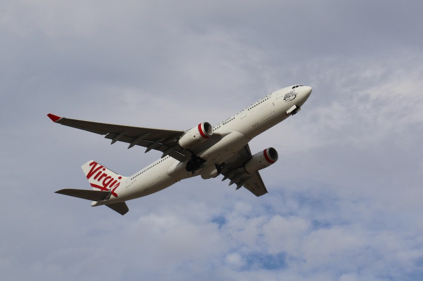 Airbus A330-243 - VH-XFE. Operated by Virgin Australia. Believed to be en-route to Melbourne.